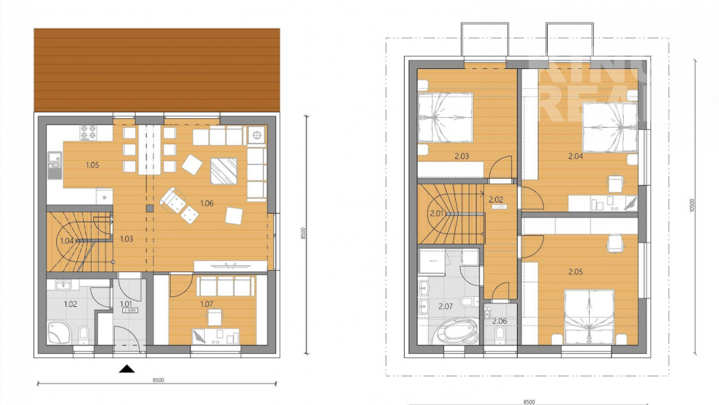 DOMINIKA 4-izbový 2-podlažný dom s pultovou strechou