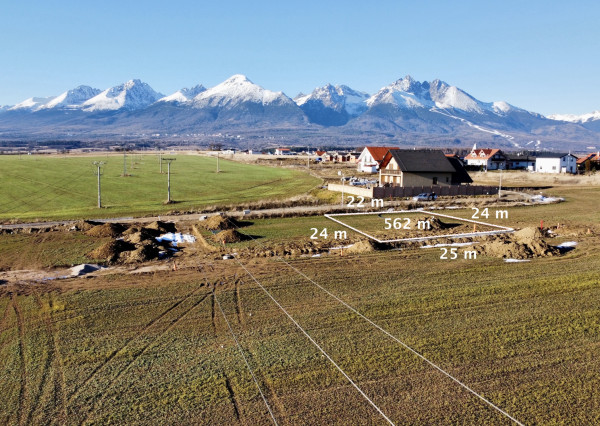 Stavebný pozemok v obci Mlynica, okr. Poprad s výhľadom na Tatry