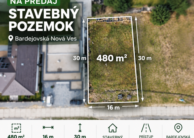 Na predaj pozemok 480 m2 v Bardejove, mč. BNV.