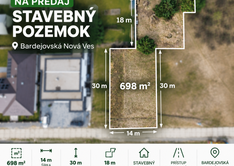 Na predaj pozemok 698 m2 v Bardejove, mč. BNV.