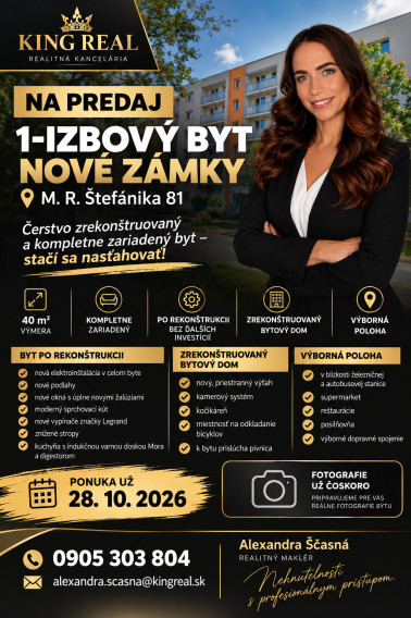Zrekonštruovaný 1-izbový byt v Nových Zámkoch